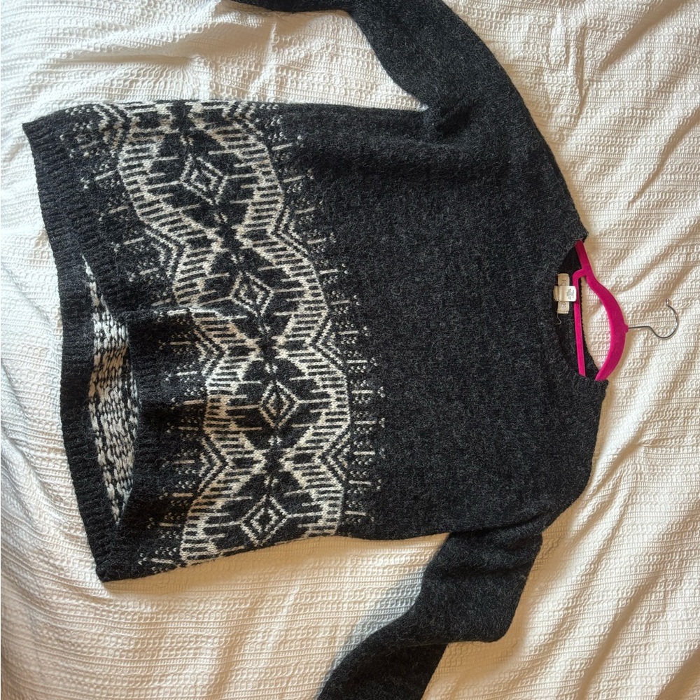 Forever 21 Charcoal and White Fair Isle Crewneck Sweater